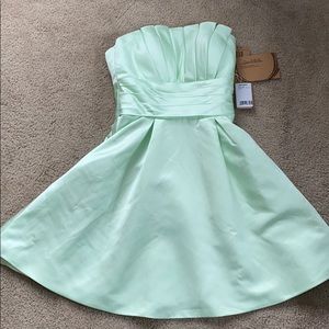 Light green/mint satin homecoming dress